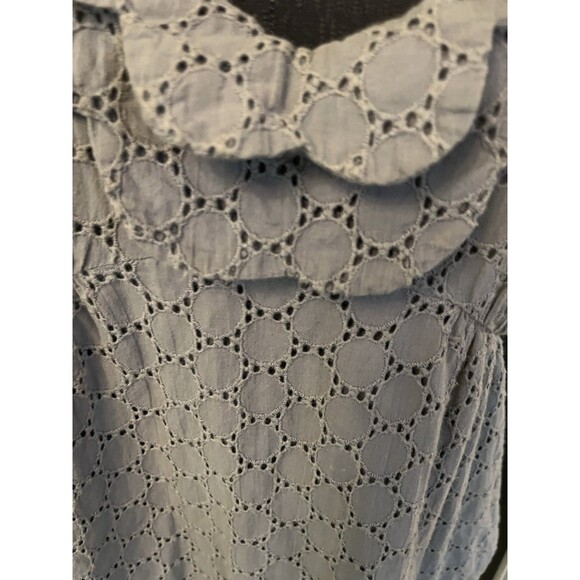 Calypso St Barth Womens Cotton Sleeveless Eyelet Ruffle Mini Dress Gray Size M - Picture 3 of 7